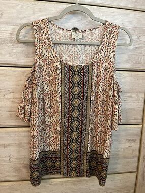 Boho Cream Floral Cold-Shoulder Blouse!